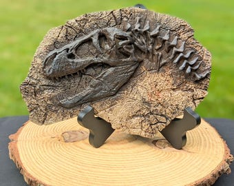 T-Rex skeleton stone decor