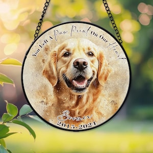 Faux Stained Glass Pet Portrait Suncatcher, Pet Memorial Window Hangings, Dog Mom Gifts, Pet Loss Gift, Dog Cat Keepsake, Pet Lovers Decor