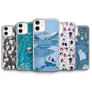 Bonita funda para teléfono con forma de pingüino, con un bonito pájaro marino del Ártico, para iPhone, Samsung y Google Pixel