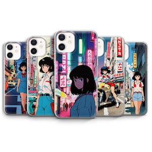 Anime Girl Phone Case Japanese Neon Street Cover for iPhone 16, 16 Pro, 16 Plus, 16 Pro Max, 15, 14, 13, 12 | Samsung S25 | Google Pixel 9A