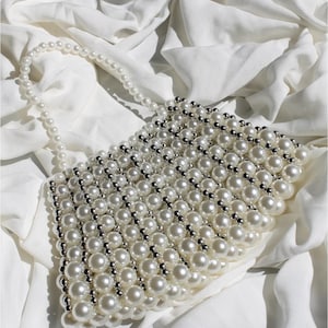 Ivory Perle Perlen Tasche - Handgemachte Braut Geldbörse - Perlen Clutch für Hochzeit - Vintage inspirierte Perlen Tasche - Elegante Abendtasche