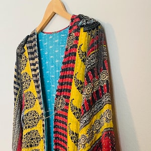 Spolverino trapuntato Kantha vintage con spalline S/M