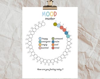 Monthly Mood Tracker Printable | Boho Self-Care Journal (PDF)