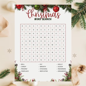 Christmas Party Game | Printable Christmas Word Search | Fun Holiday Activity for Parties & Family Gatherings