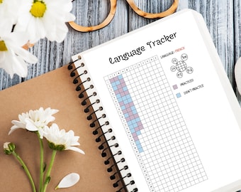 Language Learning Tracker | Printable Journal Page for French & Spanish | Study Progress Log