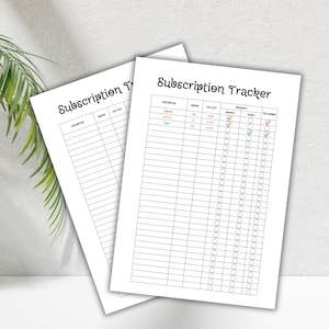 Subscription Tracker , Membership Checklist, Expense Tracker, Budget Template, Track Subscriptions, A4/A5/A3 Size, Instant Download PDF