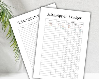 Subscription Tracker Printable, Finance Planner (A4/A5/A3 PDF)