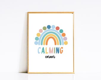 Calming Corner Rainbow Poster: Pastel Colors (Digital Download)