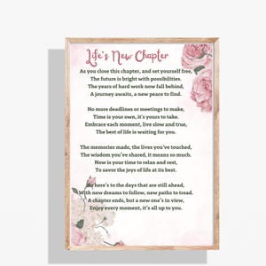 Presente de poema de aposentadoria - Arte de parede personalizada e citação inspiradora, lembrança memorável para celebrações de festa de aposentadoria