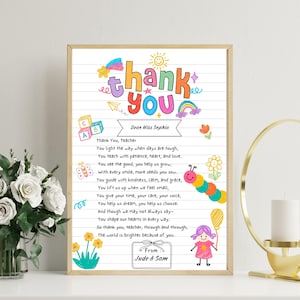 Teacher Appreciation Poem Printable: End of Year Gift (Digital Download)