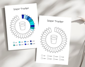 Monthly Water Tracker Printable: Hydration Journal (A4, A3, A5 JPG)