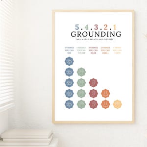 54321 Grounding Technique Poster , For Anxiety Management School Counselor Office Classroom Decor Coping Skill Wall Art Mental Health