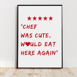 Funny Chef Review Poster: Quirky Kitchen Print (Digital Download)