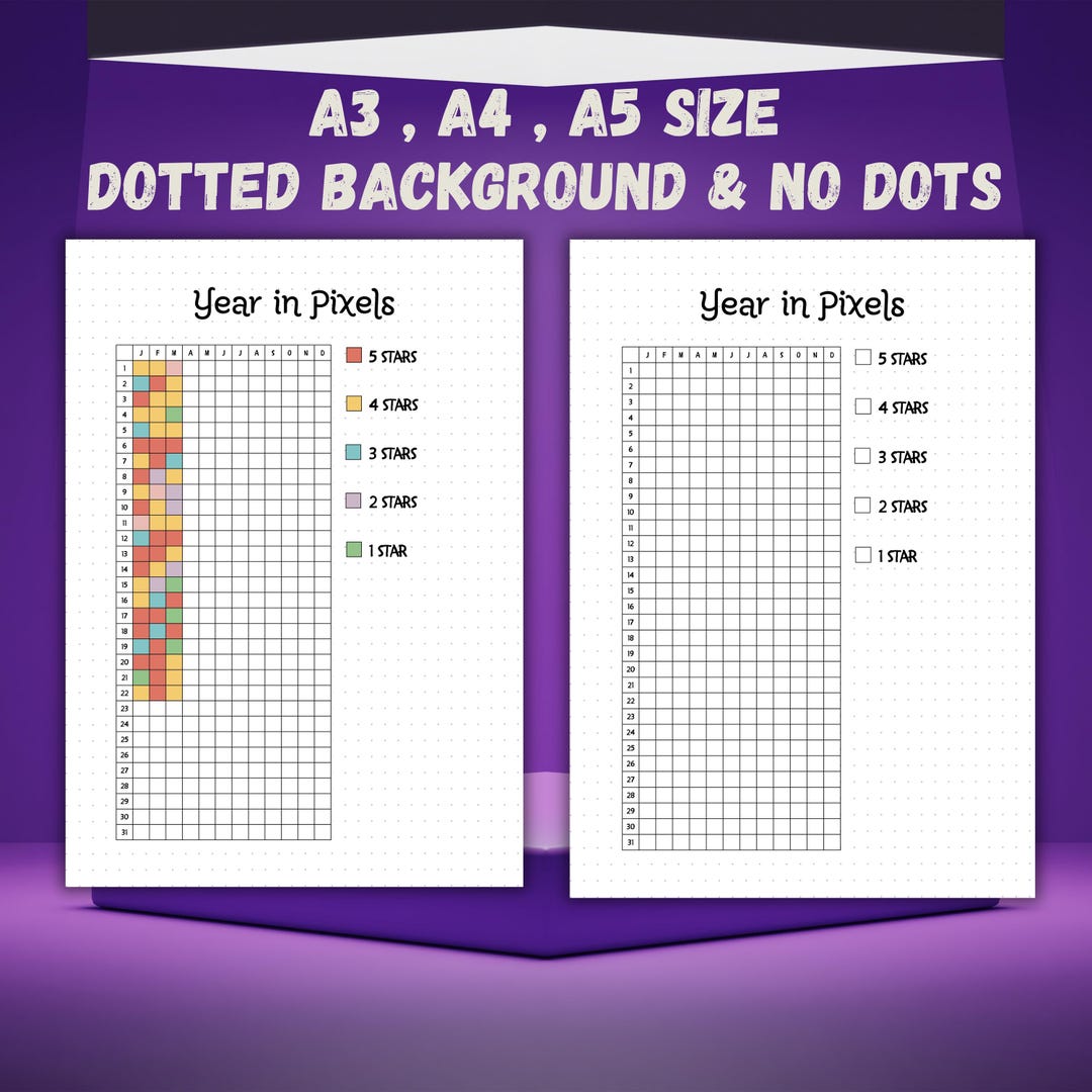 Year in Pixels Mood Tracker – Printable Journal Page (A3, A5, PDF) - Etsy