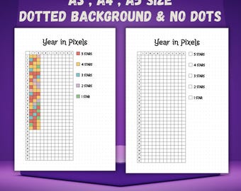 Year in Pixels Mood Tracker – Printable Journal Page (A3, A5, PDF)