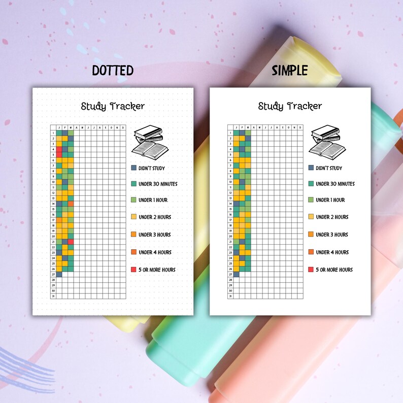 Printable Study Tracker – Daily & Yearly Study Log (digital Download ...