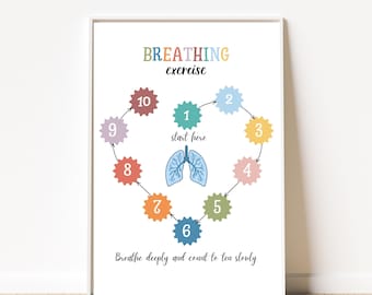 Breathing Exercise Poster: Calming Technique, Therapy Decor (Digital Download)