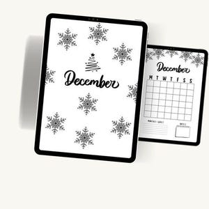 December Title Page & Calendar – Printable Journal Cover and Monthly Planner