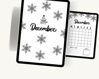 December Title Page & Calendar – Printable Journal Cover and Monthly Planner