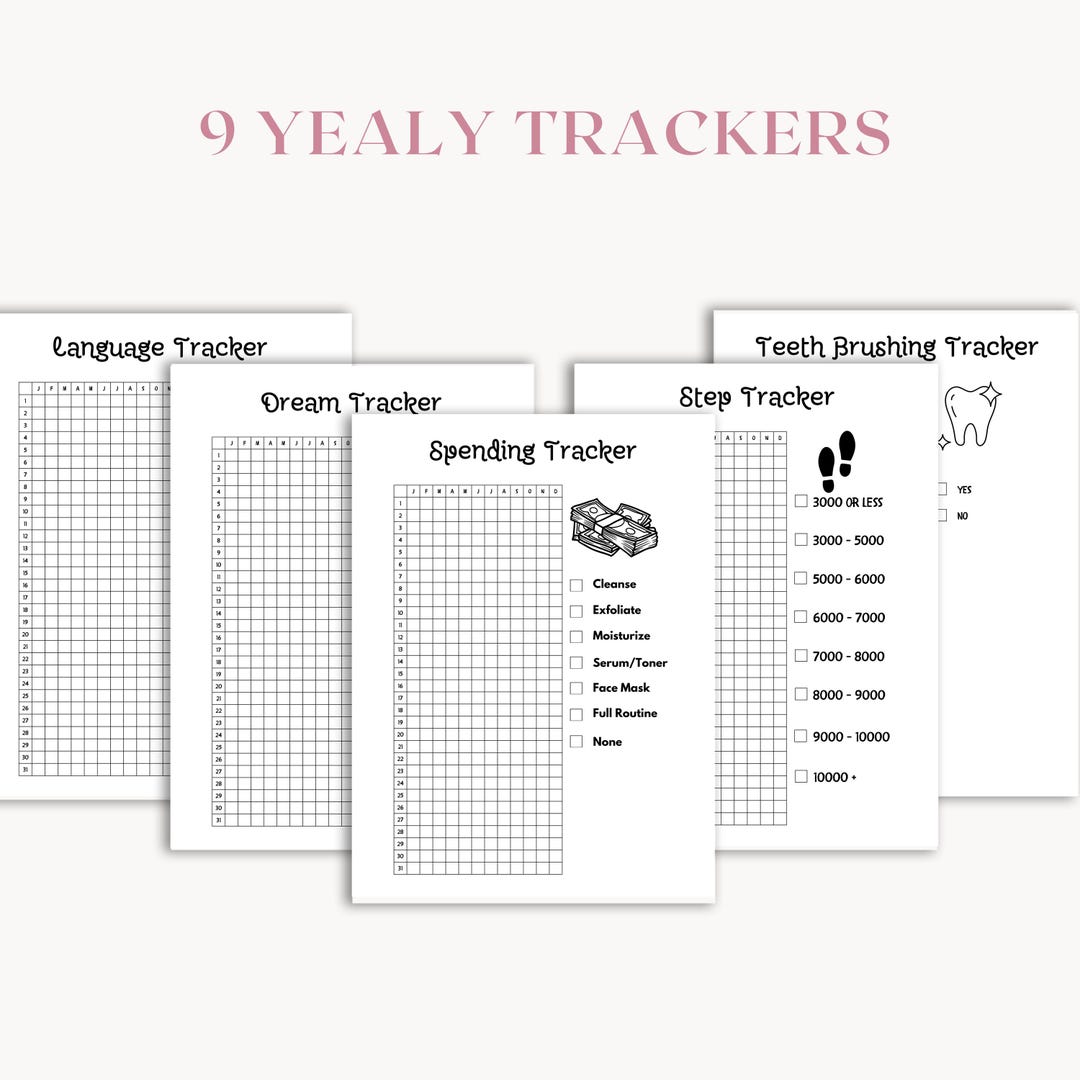 Yearly Trackers Bundle - PRINTABLE Journal Pages - Digital Planner ...