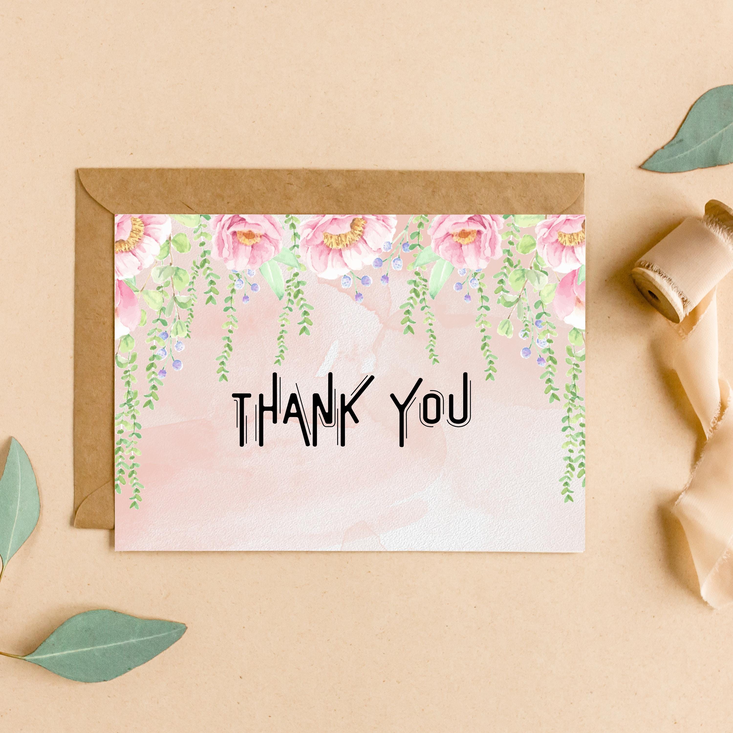 Floral Thank You Card: Printable Flower Design (digital Download) - Etsy