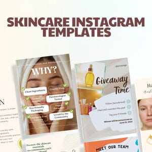 Skincare Instagram Templates: 50 Feed & 20 Story Designs - Canva Editable