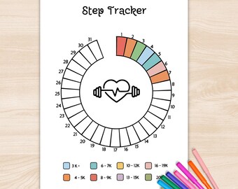 Monthly Step Tracker Printable | Fitness Goal Planner (Digital Download)