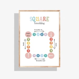 Box Breathing Poster: Calming Corner Decor, Anxiety Relief (Digital Download)