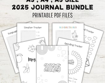 2025 JOURNAL BUNDLE - Printable Journal Bundle, Digital Planner Pages A3, A4 & A5 Size, Value Pack of 47 Creative Pages