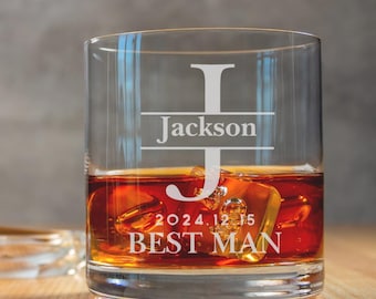 Engraved Whiskey Glass, Personalized Groomsman Gift (11oz)