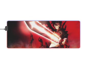 Anime LED Gaming Mouse Pad, Asta from Black Clover, RGB Mousepad, Anime Gift, Gaming Accessories, Desk Mat