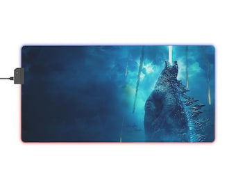 Godzilla LED Mousepad - Gaming Mouse Pad, Light-Up Desk Mat, Monster Gamer Gift, Illuminated Desk Accessory, Kaiju Computer Pad