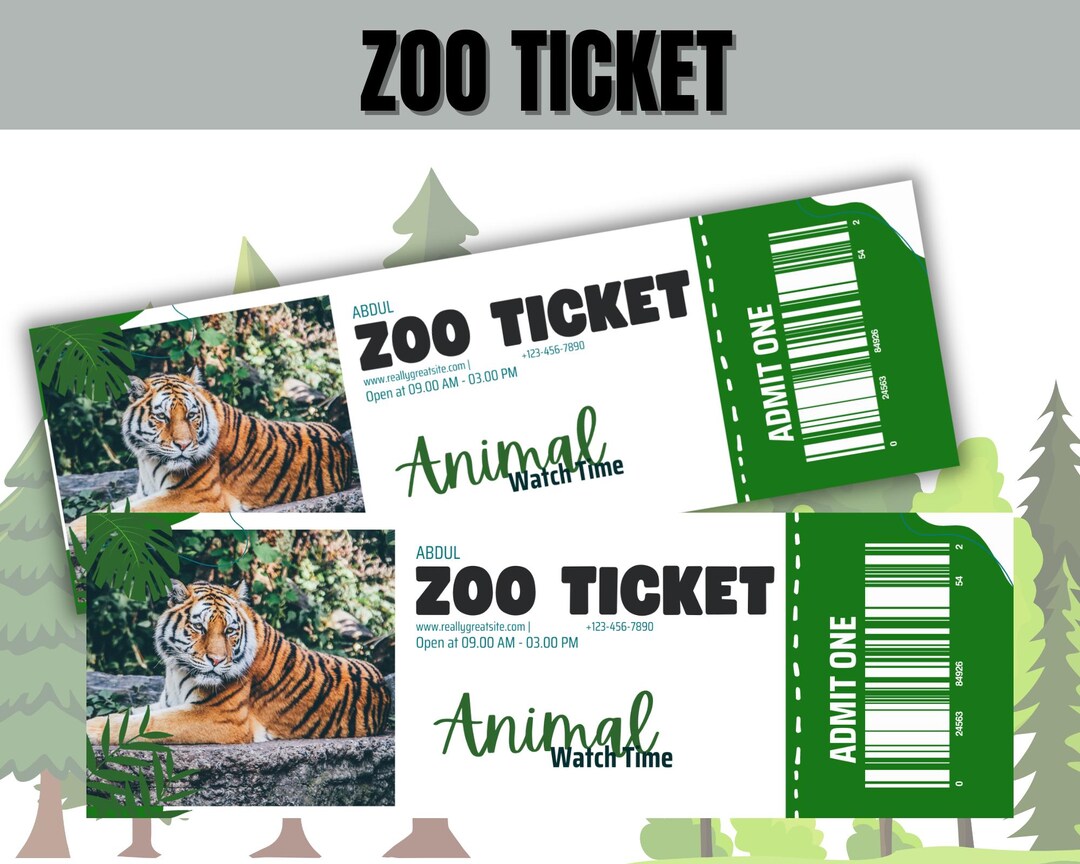 Zoo Editable Ticket Template Printable Personalized DIY . Birthday ...