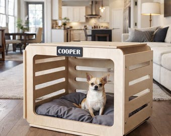 Indoor Wooden Dog House – Large Dog Crate Furniture with Multiple Size Options