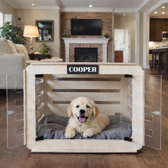 Wooden Dog House for Large Dogs – Handmade Indoor Dog Crate Furniture
