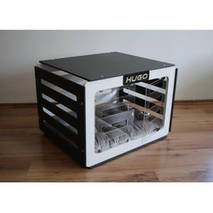 Ovi Wooden Dog House - Dog Kennel, Dog Crate, Black Dog House, Modern Dog House indoor, Modern Dog Kennel, Dog Crate furniture