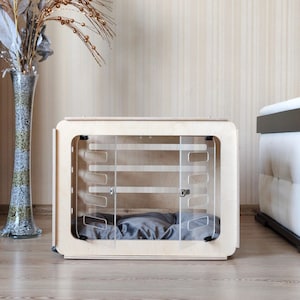 Wooden Dog House for Large Dogs – Handmade Indoor Dog Crate Furniture image 11