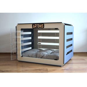 Modern Wooden Dog House with Door: Ovi Birch Plywood Pet Bed