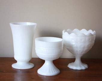 Instant Vintage Collection Milk Glass Planters