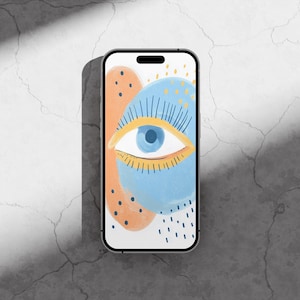 Nazar Evil Eye Phone Wallpaper, Protective Symbol Design, Minimalist Aesthetic, Blue Phone Wallpaper, Evil Eye Greek Phone Wallpaper