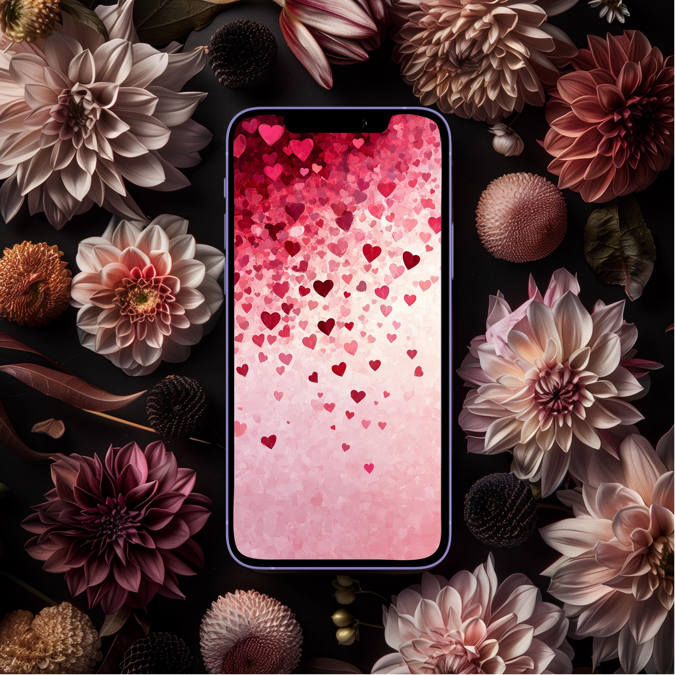 Valentine Hearts Phone Wallpaper, Red Pink Hearts Background, Romantic
