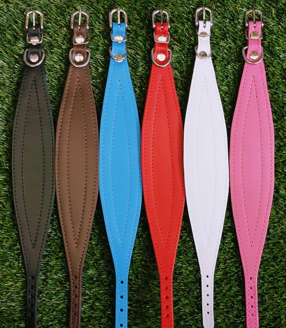 Leather with Felt Lining Dog Puppy Collar for Greyhound Lurcher Whippet Handmade