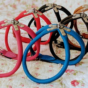 犬用ハーネス 本物の柔らかいロールレザー ラウンドハンドメイド プチサイズ