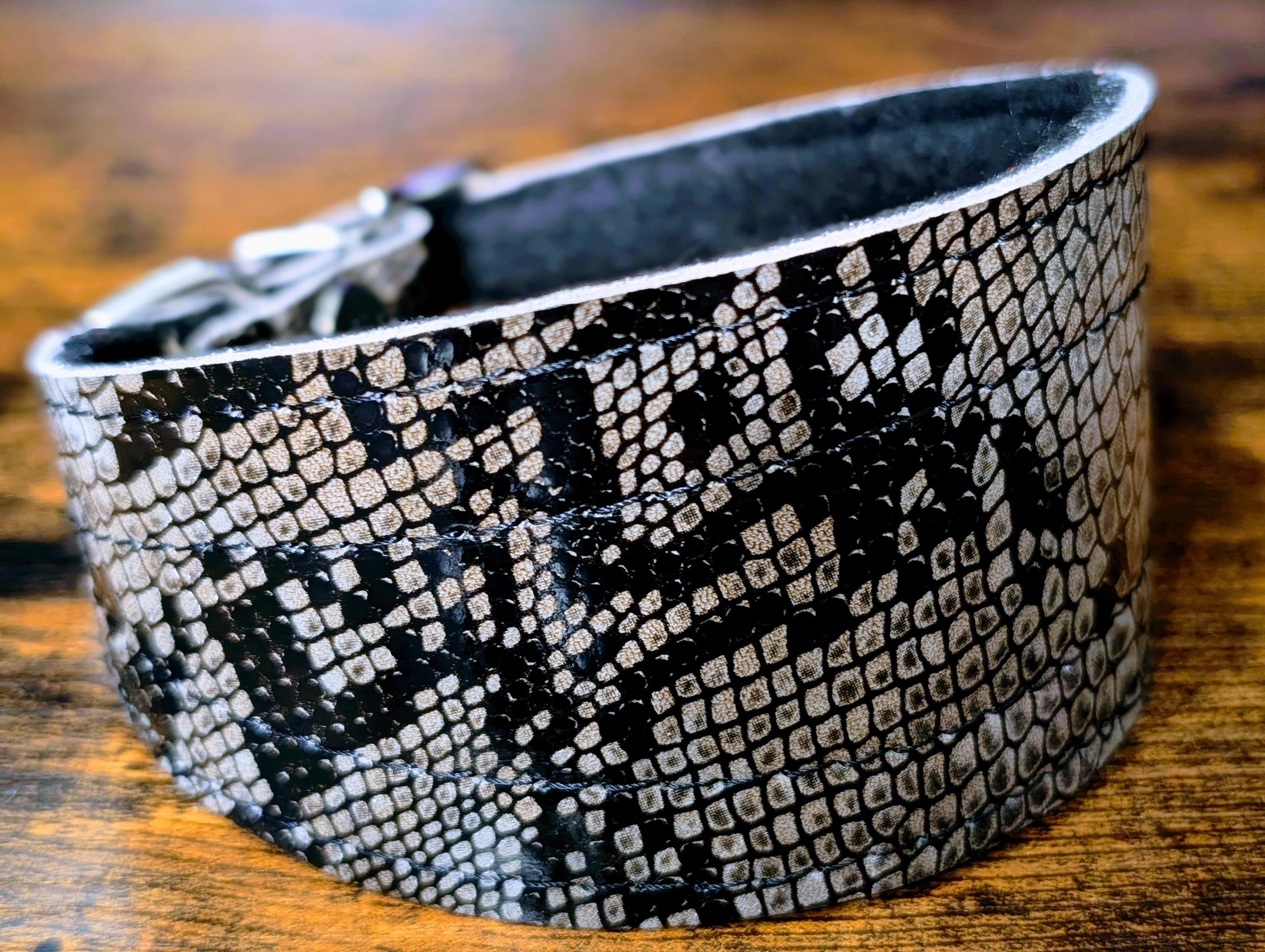 Dog Collar Greyhound Saluki Lurcher WHIPPET Snake Pattern Leather With ...
