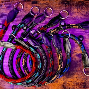 ROPE Slip Dog Collar with black leather finish