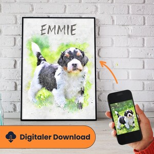 Custom Pet Portraits from your Pet Photo in aquarell, Personalized Digital Dog Portraits, Personalized Gift For Her/Women