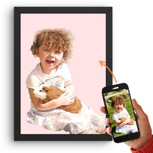 Kleintierportrait in Cartoon nach Fotovorlage als Poster oder Leinwand,  Gemälde vom Hamster, Meerschweinchen und Hase als Geschenk