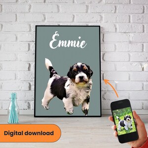 Custom Pet Portraits from your Pet Photo in cartoon, Personalized Digital Dog Portraits, Personalized Gift from photo