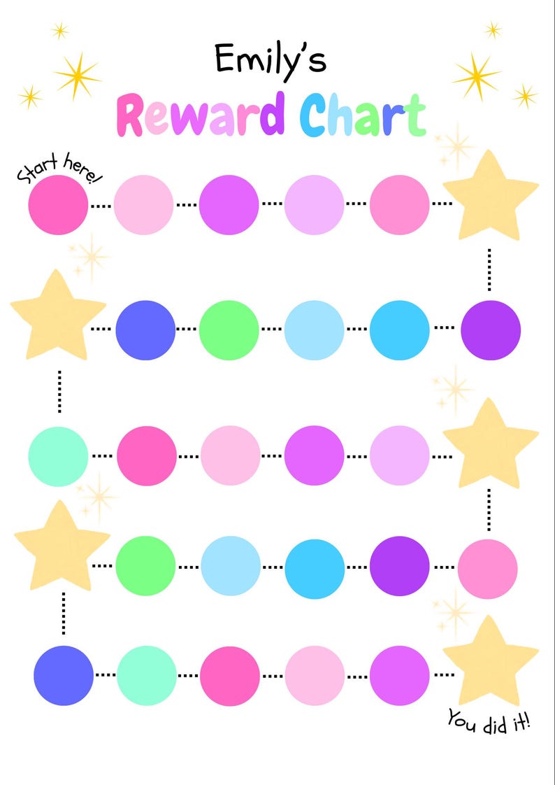 Reward Chart Color Editable Reward Chart | Multicoloured Star Themed! - Etsy