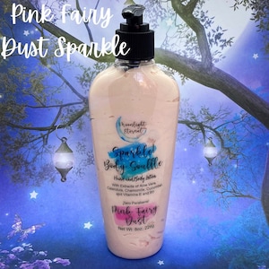 Pink Fairy Dust Sparkle Body Lotion - Watermelon Coconut Scent - Hand and Body Lotion - Sparkle Lotion - Shimmer - Paraben Free - 8 Ounces
